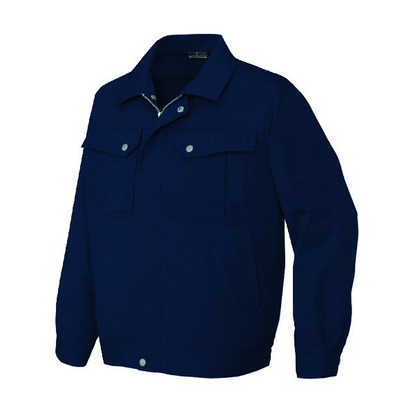 特徴 ■特徴 シンプルなデザインとオールマイティーな素材であらゆるワークシーンに適応します。 ■仕様 帯電防止 ファスナー：ビスロン ドットボタン：プラスチック ドルフィンカット仕様 ノーフォークプリーツ：メッシュ仕様 裾脇ゴム仕様 ■材質 素材：ライトツイル ポリエステル65%・綿35% ボタン：プラスチック 仕様 サイズ 5L カラー 008ネイビー 材質 ポリエステル65%・綿35% 5660