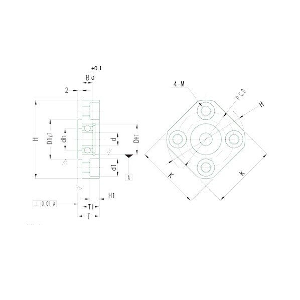 MIYOSHI ベアリングホルダーセット インロー止め輪タイプ 四角型 1個