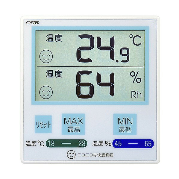 CRECER デジタル温湿度計 122×80×19mm CR-1100BG 1個
