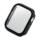 エレコム Apple Watch series7 45mm用フルカバーケース プレミアムガラス 高透明 ブラック AW-21AFCGBK 1点