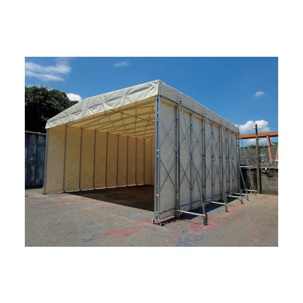 ゲート工業 伸縮移動式テント ラクスルテント 幅10.0m×奥行2.0m×高さ5.9m 両流れ RAKUTENTW10000D2000H5900 1点