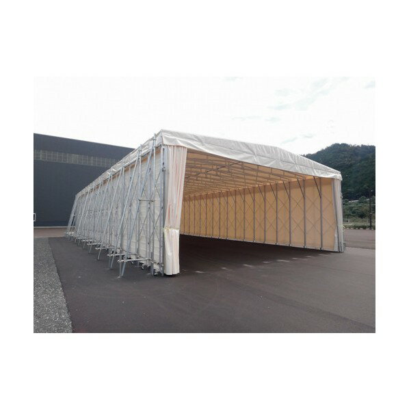 ゲート工業 伸縮移動式テント ラクスルテント 幅12.0m×奥行2.0m×高さ5.9m 両流れ RAKUTENTW12000D2000H5900 1点 2