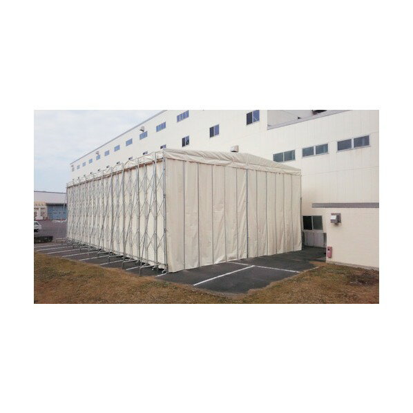 ゲート工業 伸縮移動式テント ラクスルテント 幅12.0m×奥行2.0m×高さ5.9m 両流れ RAKUTENTW12000D2000H5900 1点 3
