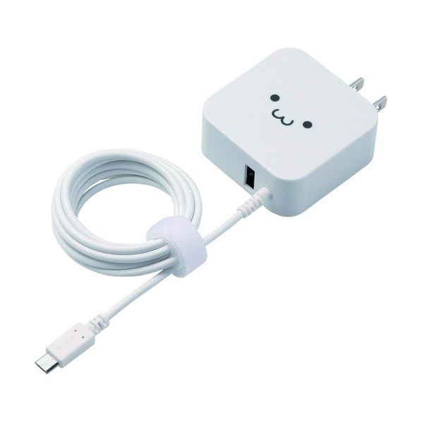 エレコム AC充電器(microBケーブル+USBポート/2.4A) 1.5m ホワイトフェイス MPA-ACM01WF 1個