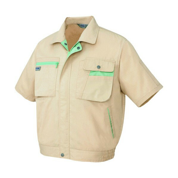 アイトス 半袖ブルゾン(男女兼用)ムービンカットAZ5321-002ライトベージュ×グリーン6L 6L 002ライトベージュ×グリーン 5321