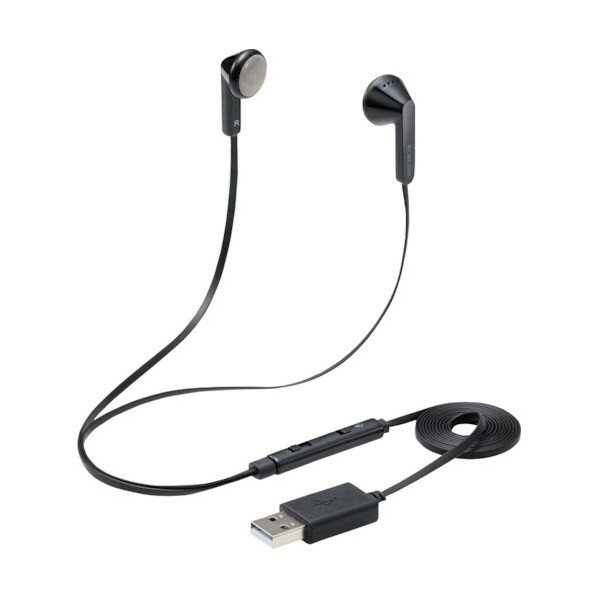 エレコム インナーイヤー型ヘッドセット セミオープン ミュートスイッチ付 両耳 USB ブラック HS-EP19UBK 1点