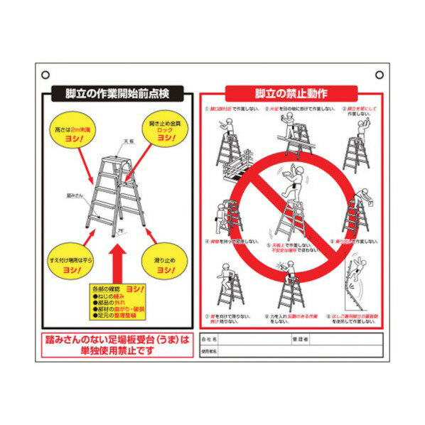 つくし 標識「脚立の点検項目、禁