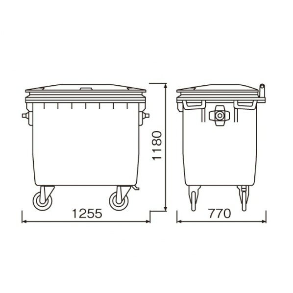 ※法人専用品※カイスイマレン ダストカート KF660 寸法(mm):幅1255×奥行770×高さ1180 グリーン KF660 1台 [2]
