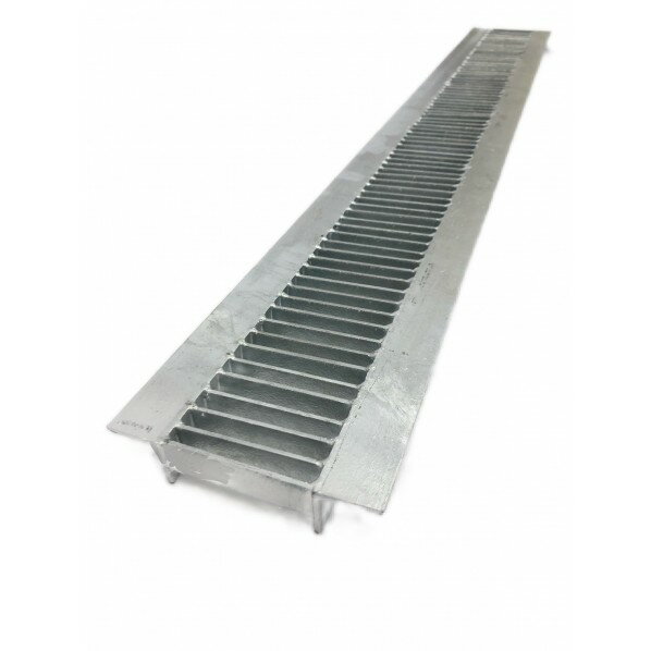 ※法人専用品※法山本店 細目型U字溝用グレーチング 鋼板製・溶融亜鉛メッキ仕上げ 本体L寸法（mm）:995、適用みぞ幅(mm):120、本体幅寸法W（mm）:110、本体高さ寸法H（mm）:19、本体アングル外