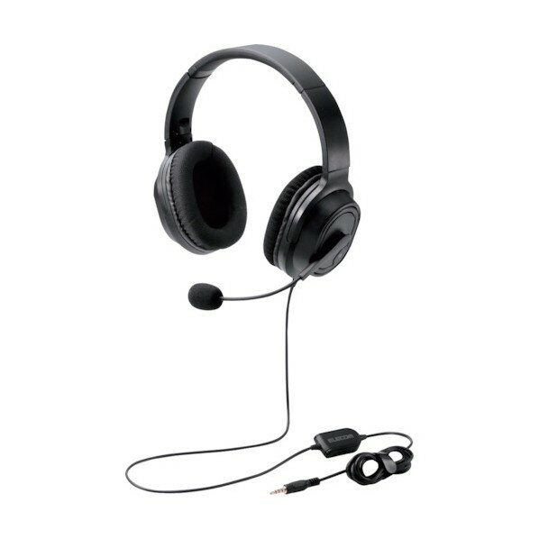 エレコム オーバーヘッドタイプヘッドセット 両耳 4極 変換ケーブル付 40mmドライバ ブラック HS-HP30TBK 1点