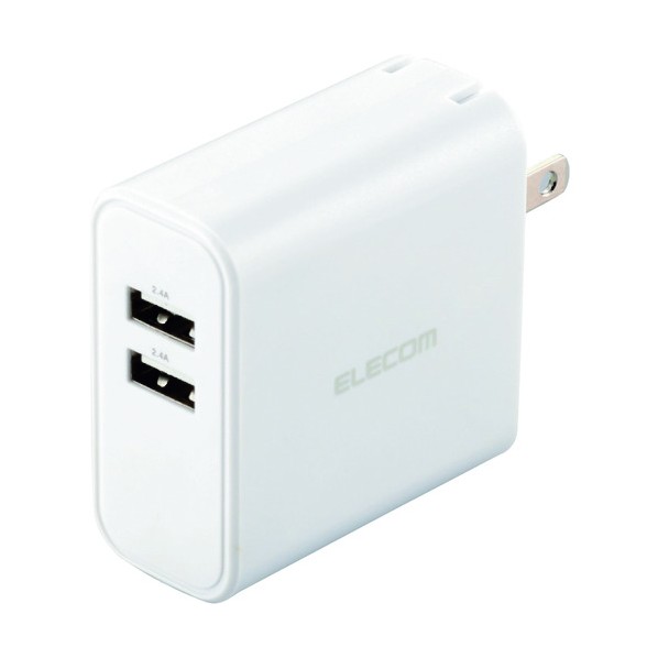 エレコム 24W AF×2 AC充電器 ホワイト MPA-ACU05WH 1点