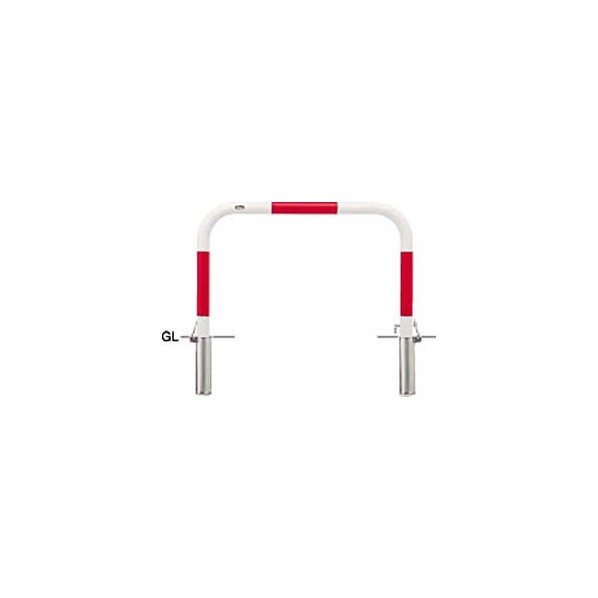 ※法人専用品※サンポール 鉄製 車止め 横型 差込式カギ付 横桟なし Φ60.5×t2.8 W100 H90(地上高65+埋込25) FAA-7SK10-650(RW) 1個