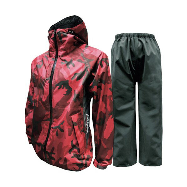 トオケミ 迷彩カイロスストレッチレインスーツ 迷彩レッド 7909-CM RED L 1点