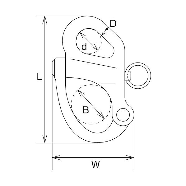 水本機械 固定スナップシャックル 全長55mm A-1389 1点