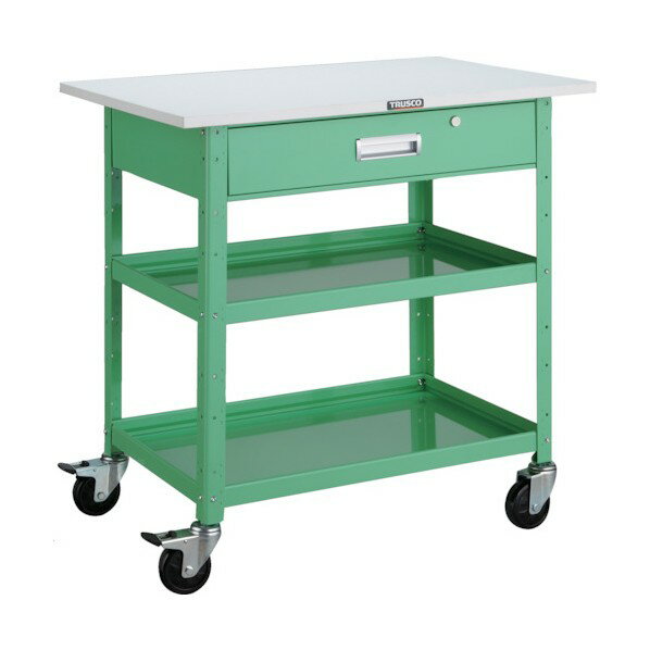 トラスコ バーディワゴン 750X500 天板 深型1段引出付 YG色 BDW-972TY-YG 1