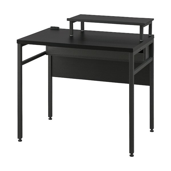 アイリスオーヤマ 288718 電源タップ収納デスク モニター台付 ブラック/ブラック CSD-800M-BB 1点