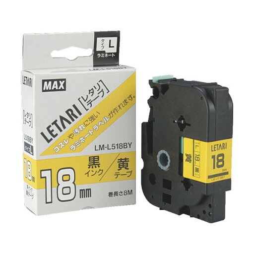 マックス MAXラベルプリンタビーポップミニ18mm幅テープ 118 x 71 x 28 mm 黄地黒字 LM-L518BY 1個 マックス MAXラベルプリンタビーポップミニ18mm幅テープ 118 x 71 x 28 mm 黄地黒字 LM-L518BY 1個
