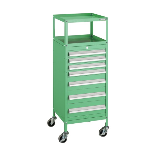 トラスコ(TRUSCO) ミニキャビネットワゴン400X440X880LVR-661付 ヤンググリーン MCW-661YG 1個