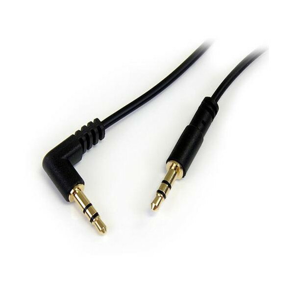 STARTEC.COM社 オーディオケーブル/3極ステレオミニ/30cm/片側L型/ブラック MU1MMSRA 1本