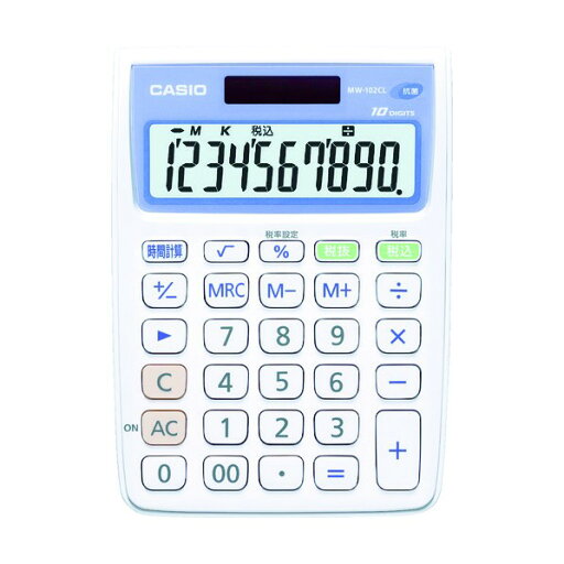 カシオ計算機 電卓(抗菌、SIAA登録モデル) 144 x 106 x 26 mm ホワイト MW-102CL-N 1 カシオ計算機 電卓(抗菌、SIAA登録モデル) 144 x 106 x 26 mm ホワイト MW-102CL-N 1