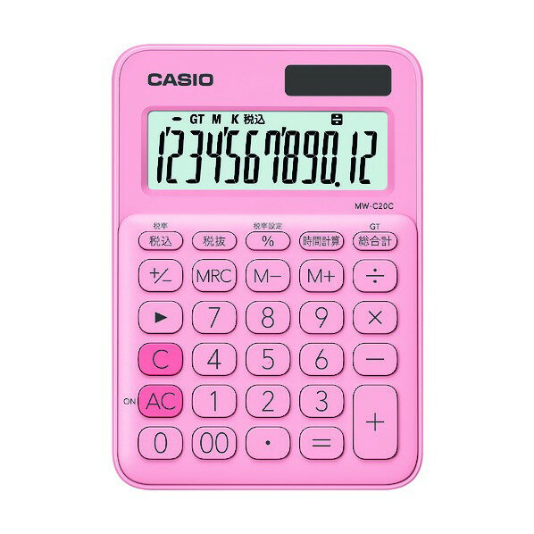 カシオ計算機 カラフルミニジャスト電卓 ベールピンク MW-C20C-PK-N 1個