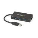 STARTEC.COM社 USBハブ/USB 3.0/USB-A - 3x USB-A/LAN/バスパワー/ブラック ST3300GU3B 1個(2)