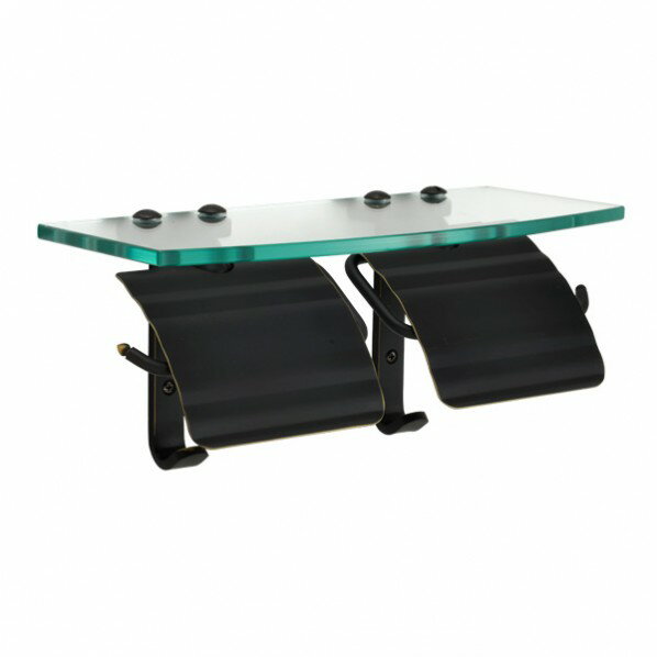 ゴーリキアイランド ペーパーホルダー TPH ガラスシェルフ W BK 幅300×高さ134×奥行140mm 真鍮ブラック..