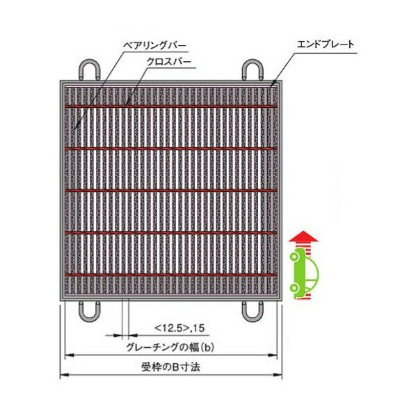 特徴 ●グレーチング寸法:b605×a600×h38mm●グレーチング質量:31.4kg●適用荷重:総質量14.000kgまで●ベアリングバーピッチ:15mm●クロスバーピッチ:100mm●桝穴の大きさ 幅×長さ:500×500mm 仕様 サイズ b605×a600×h38mm カラー 重量 43.2kg 材質 入数 1個 VG1HBF53855