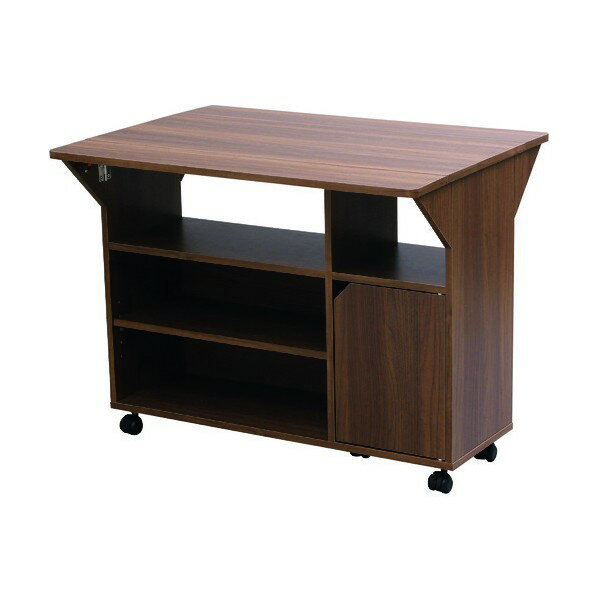 ※法人専用品※アイリスオーヤマ 扉付きキッチンワゴン ウォールナット TKW-90 1点