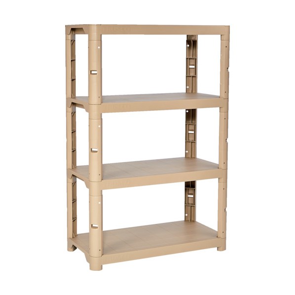 トラスコ プラ棚 高さ1371-4段タイプ コーナーキャップ4個付 ライトサンド TPT-5344C-LS 1点