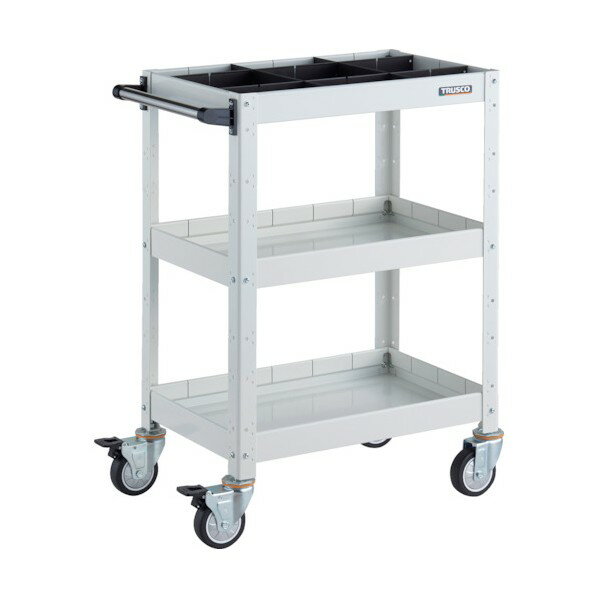 トラスコ バーディワゴン 600X400XH880 深3段 1段仕切板付 ウレタン車輪 ホワイト BDW-963F3S1U-W 1点