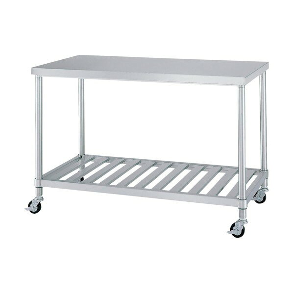 シンコー ステンレス作業台スノコ棚キャスター付 1800×450×H800 φ100ウレタン車 WSC-18045-U100 1点