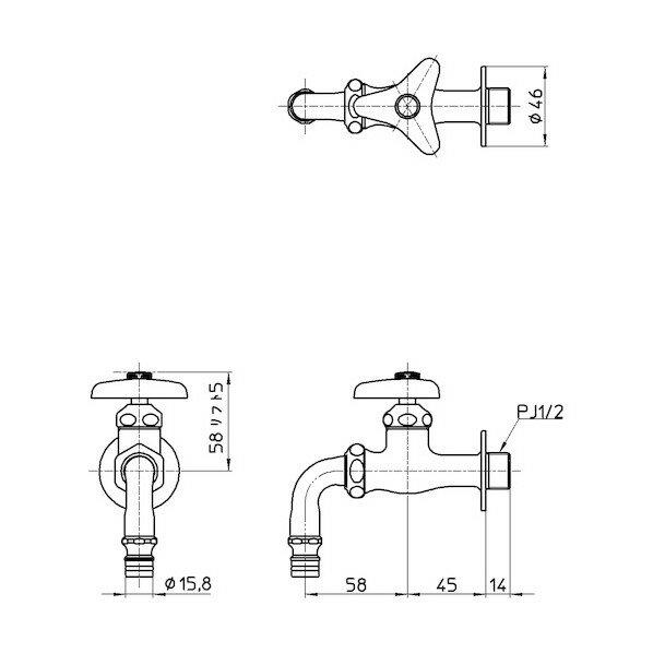 サンエイ 散水用ホーム水栓 シルバー Y126V-13 1個
