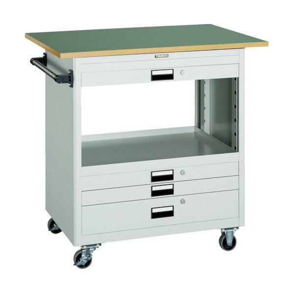 トラスコ(TRUSCO) ツールワゴン 750X500 浅3深1引出 天板付 W NTS731TW NTS-731T-W 1個