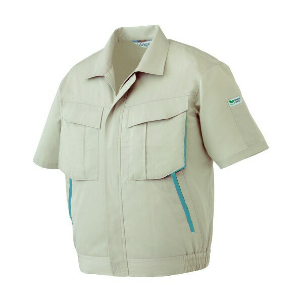 ミドリ安全 春夏エコ帯電防止男女ペア半袖ブルゾンベージュLL RCS 580-UE-LL 1