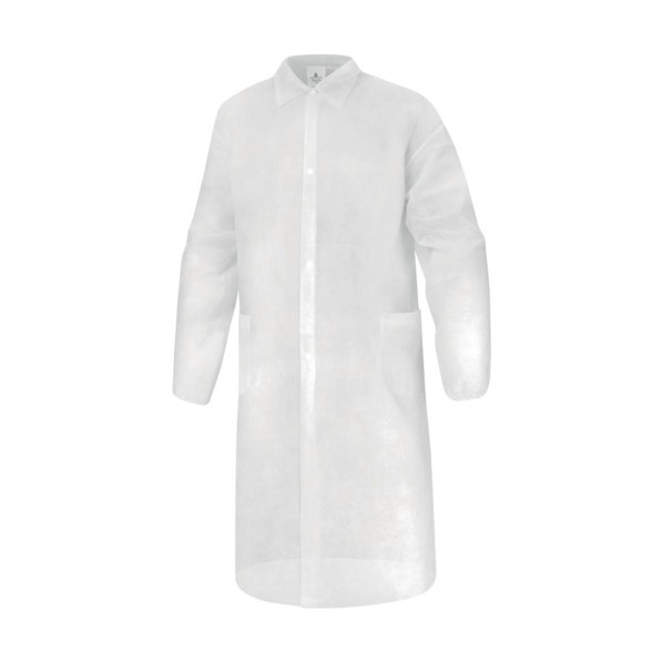 セーフラン安全用品 BLOUSPO 不織布コート 2ポケット フード無 個包装 XLサイズ D0070C-XL 50着