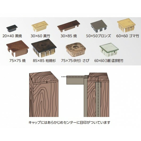 人工竹垣材料 アルミ 角柱キャップ (3層) 60×60mm ブロンズ AC-60T 1個