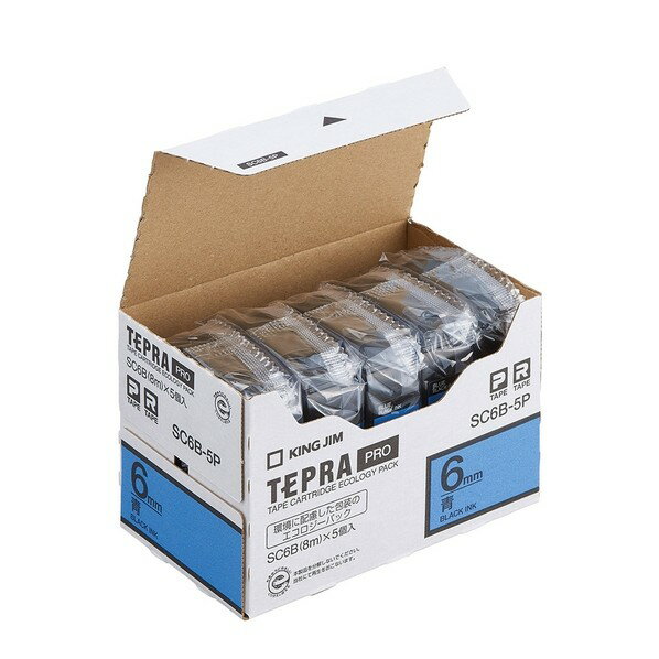 アケボノクラウン PROテープエコパックカラーラベル 青 黒文字 SC6B-5P 5個