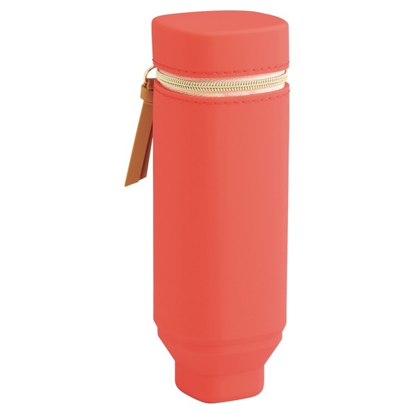 LIHIT LAB. Bloomin スタンドペンケース(スクエアタイプ) 55×55×170mm ポピーレッド A-7732 1個