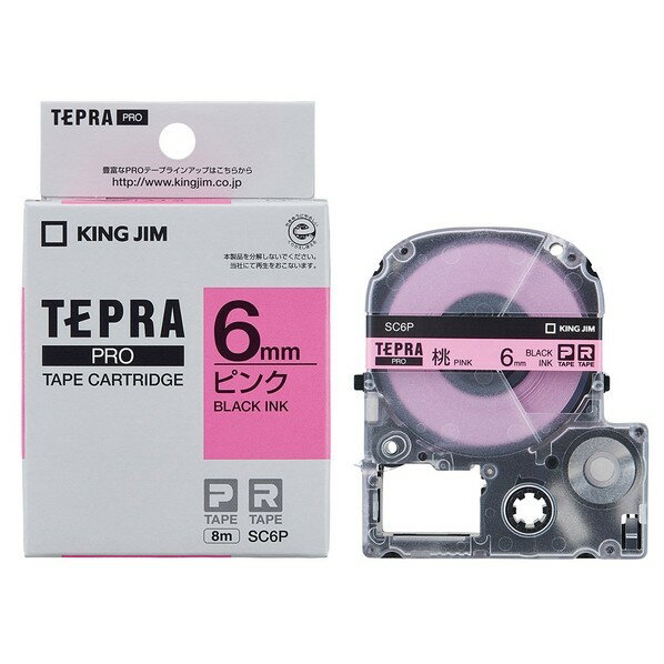 アケボノクラウン PROテープカートリッジ・カラーラベル ピンク 黒文字 SC6P 1
