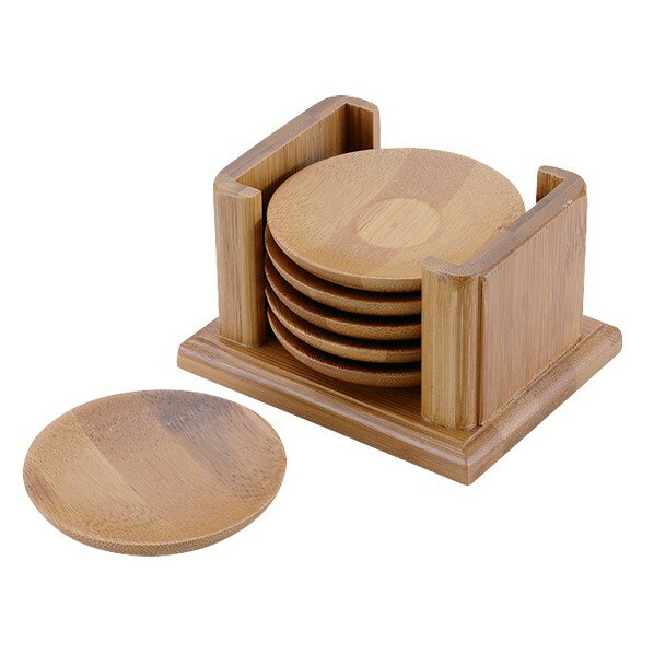 カンダ 竹 茶托丸型 6Pセット 外径×横×高さmm:φ75×H12 1点