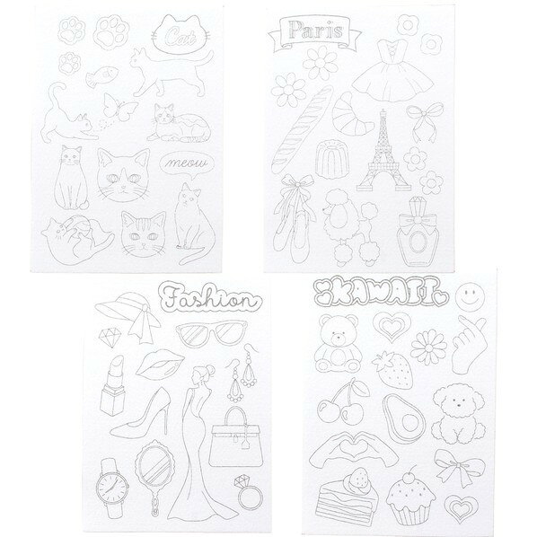 日本紐釦貿易(Nippon Chuko) 図案印刷済フェルト土台 らくちくフェルト MIXセット LCF-MIX 4枚