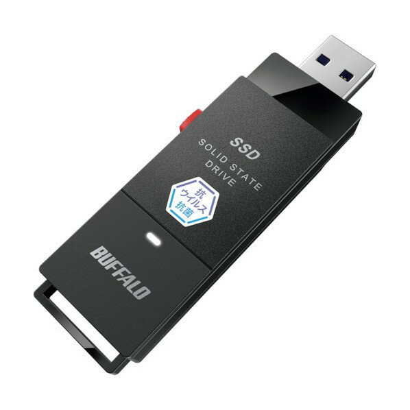 抗ウイルス・抗菌ポータブルSSD USB3．2（Gen1） Type-A スティック型 500GB ブラック SSD-PUTVB500U3-B 1個