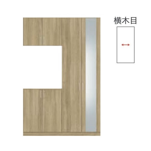 玄関収納 Cデザイン E-12型 H22トール 取手付き コの字（4枚扉）フロート施工タイプ 間口1,500mm オークライト 1セット