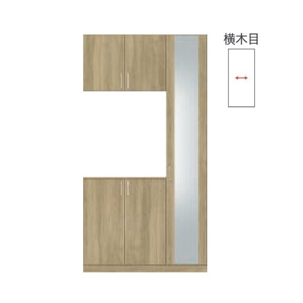 玄関収納 Cデザイン E-12型 H22トール 取手付き コの字（3枚扉）フロート施工タイプ 間口1,200mm オークグレージュ 1セット