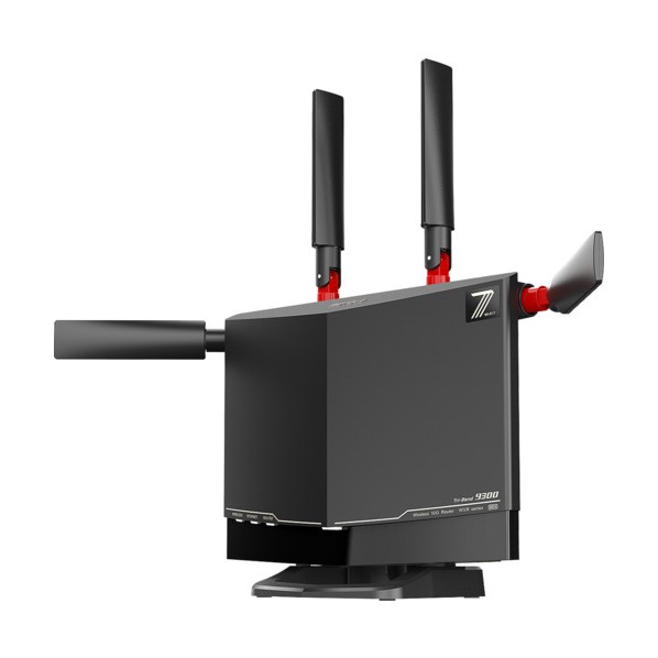特徴 【特徴】 ■Wi-Fi 7 対応トライバンドルーター ミドルハイモデル→MLO ・320MHz幅通信 ・4K-QAMに対応。 2台組み合わせ時、及びWi-Fi 7 対応端末との通信のスループット向上 ・低遅延化に寄与 ■電波の到達距離を補う「3軸回転外付けアンテナ」 ■INTERNETポート最大10Gbps対応 ■Wi-Fi Alliance 標準規格「Wi-Fi EasyMesh(TM)」対応（認証取得済、コントローラ R4、エージェント R5） 【スペック情報】 ●通信速度(その他サポート):6GHz IEEE802.11be:5764Mbps(320MHz2x2)、11ax:2401Mbps(160MHz2x2)/5GHz 802.11be:2882Mbps、11ax:2401Mbps、11ac:1733Mbps (160MHz 2x2)、11n:300Mbps(40MHz2x2)/2.4GHz:802.11be:688Mbps、11ax:573Mbps、11n:400Mbps(40MHz2x2)[端末側256QAM要対応]等 数値は理論値 ●WANインターフェース:最大10Gbps（10G/5G/2.5G/1G/100Mbps）×1 ●LANインターフェース:最大1Gbps（1G/100M/10Mbps）×4 ●その他インターフェース:USB 3.2 (Gen1) ●セキュリティ:WPA3 Personal、WPA2 Personal、WPA2/WPA3 Personal、WPA/WPA2 Personal、OPEN、Any接続拒否、プライバシーセパレーター、MACアクセス制限 (最大登録許可台数:64台) ●付属品:スタンド、LANケーブル（カテゴリー6A:2m）、AC Adapter、取扱説明書（保証書） ●備考:通信速度の値はいずれも、無線LAN規格の理論上の最大値です ●最大消費電力:23.5W ●最大消費電力(備考):23.5W（最大） ●CO2排出量:22.645kg/年 ●本体サイズ(H):163mm ●本体サイズ(W):230mm ●本体サイズ(D):60mm ●本体重量:790g 仕様 重量 790G 入数 1個 原産国 000 WXR9300BE6P