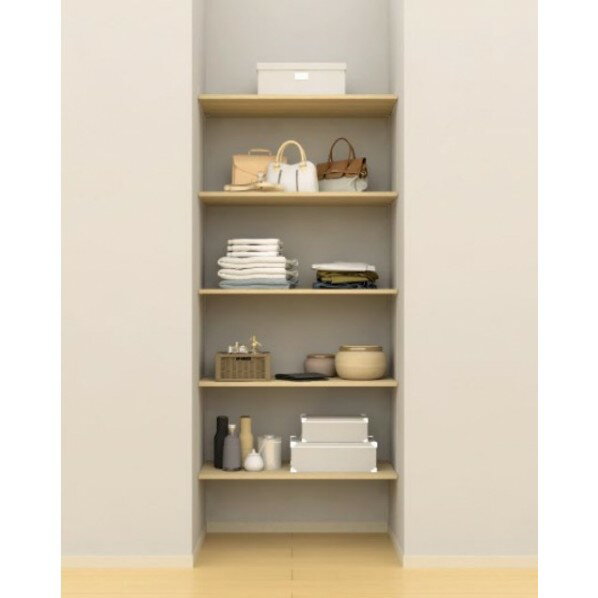 南海プライウッド 物入・パントリー 棚板 5段 3尺 ステンレス棚柱 グレイン ランバー 奥行450mm ベージュオーク(GO) AH000010GOGS 1点