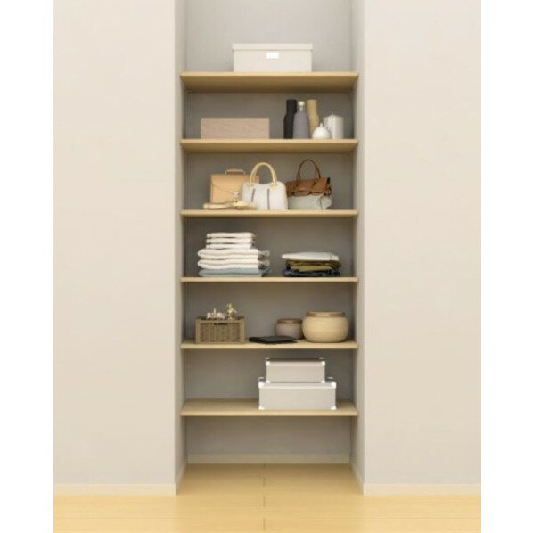 南海プライウッド 物入・パントリー 棚板 6段 3尺 シンプルアルミ棚柱 アートランバー 奥行300mm ナチュラルバーチ(NB) AK000001NBS 1点