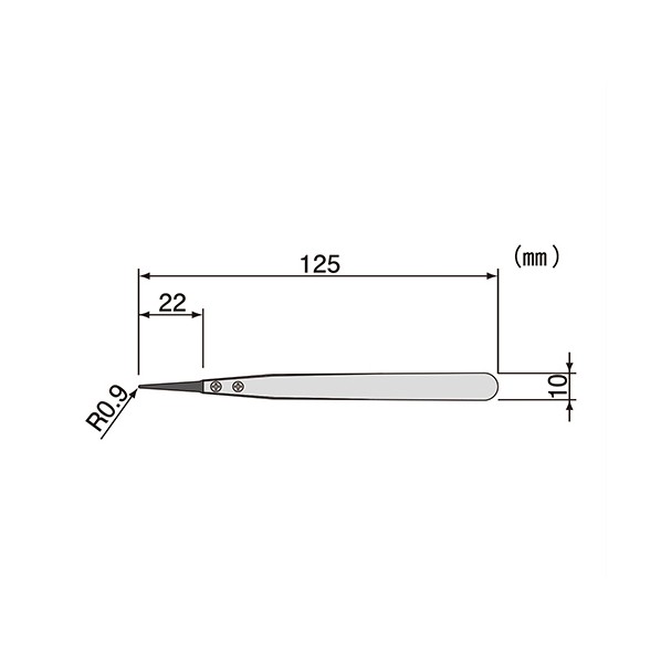 アズワン ESDピンセットPTZ-43先細曲り 1-8269-09