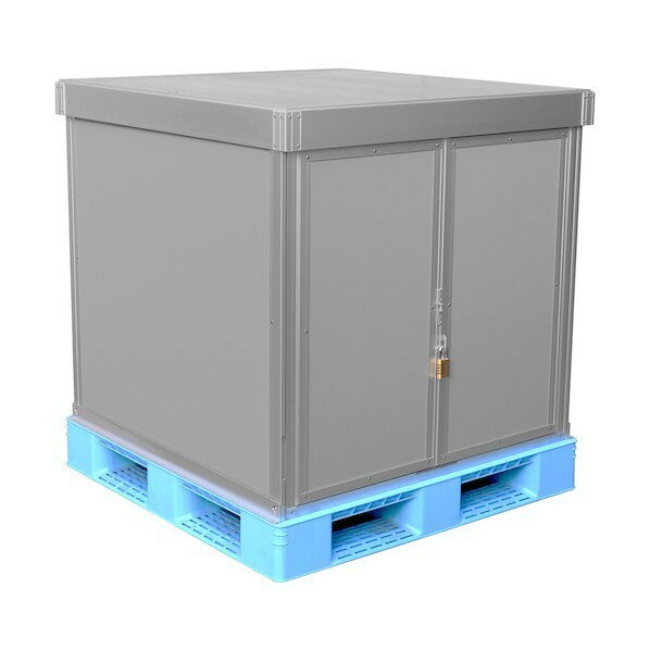※法人専用品※ ダンカーゴ一体 1面観音扉・3面パネルタイプ 1100x1100xH800 グレー ...